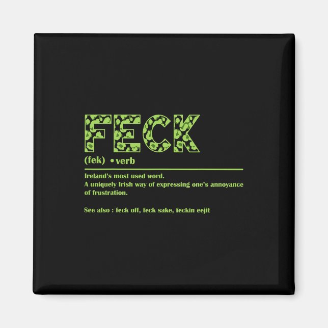 St Patricks Day Funny Irish Feck Definition For Wo Magnet (Front)