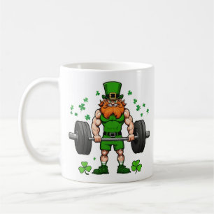 St. Patrick's Day Funny Leprechaun Barbell Gym Coffee Mug