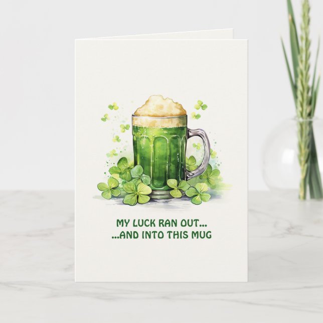 St. Patrick's Day Funny Leprechaun Coffee Card (Front)