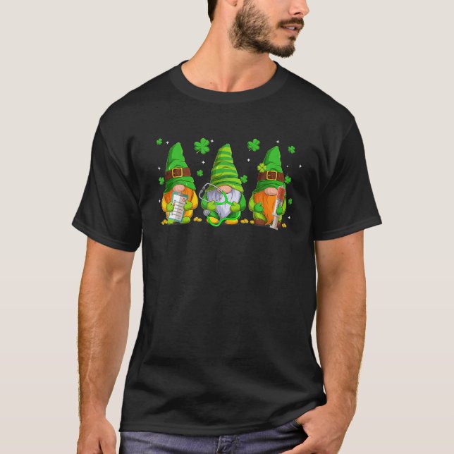 St Patrick's Day Funny Nur- Se Squad Gnomes Graphi T-Shirt (Front)