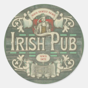 St Patrick's Day Funny Personalized Irish Pub Classic Round Sticker