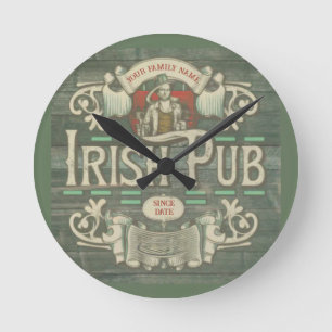 St Patrick's Day Funny Personalized Irish Pub Round Clock