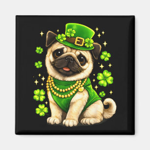 St Patricks Day Funny Pug Dog Shamrock Irish Boy Magnet