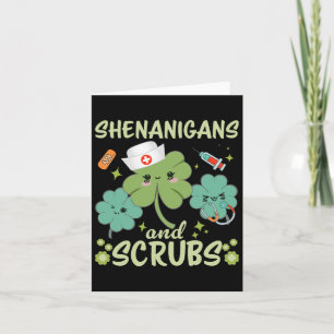 St Patricks Day Funny Shenanigans Scrub Saint Patt Card