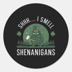 St Patricks Day Funny Shhh I Smell Shenanigans Pat Classic Round Sticker