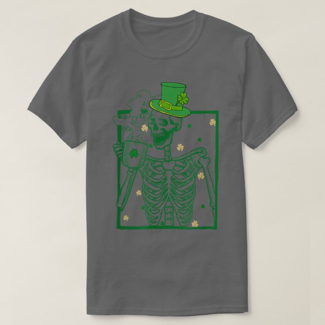 St Patricks Day Funny Skeleton Drinking Graphic  T-Shirt (Design Front)
