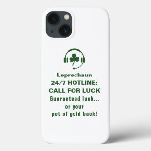 St. Patrick's day, funny text Leprechaun Hotline iPhone 13 Case