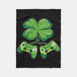 St. Patrick's Day Gamer Funny Video Game Controlle Fleece Blanket
