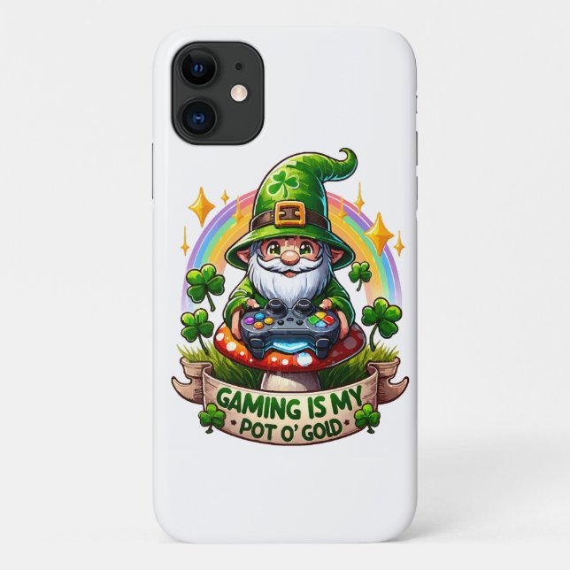St. Patrick's Day Gamer Gnome Case-Mate iPhone Case (Back)