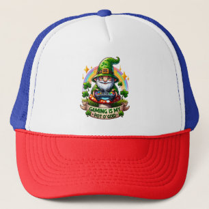 St. Patrick's Day Gamer Gnome Trucker Hat