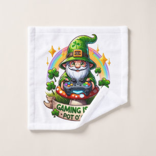 St. Patrick's Day Gamer Gnome Wash Cloth