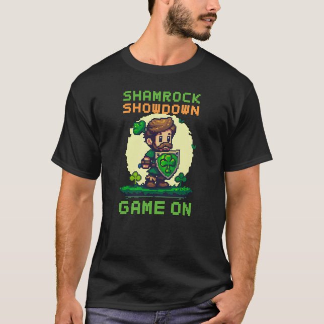 St Patricks Day Gaming Shamrock Showdown Game On v T-Shirt (Front)
