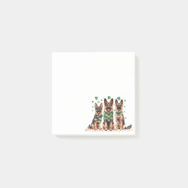 St. Patrick's Day German Shepherd Dogs Post-it Notes (Front)