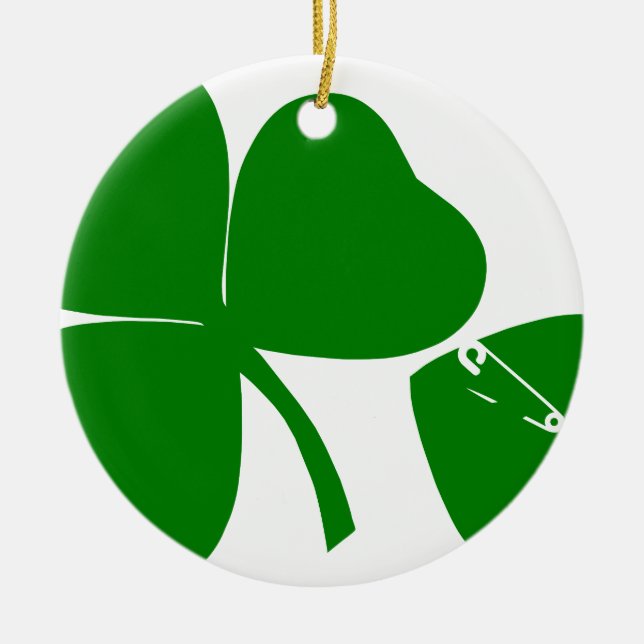 St Patrick's Day - Get Lucky 3 + 1 leaves = 4 Ceramic Ornament (Front)