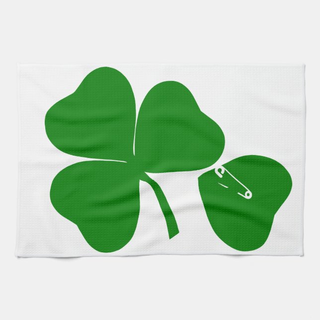 St Patrick's Day - Get Lucky 3 + 1 leaves = 4 Kitchen Towel (Horizontal)