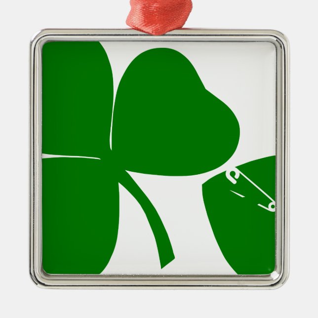 St Patrick's Day - Get Lucky 3 + 1 leaves = 4 Metal Ornament (Front)