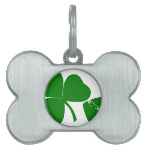 St Patrick's Day - Get Lucky 3 + 1 leaves = 4 Pet ID Tag