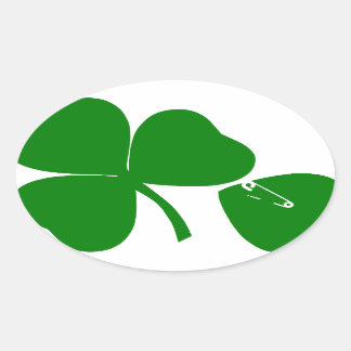 St Patrick's Day Get Lucky 3 and 1 leaves 4 Oval Sticker