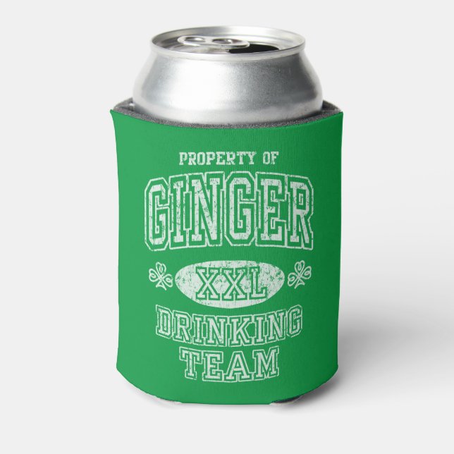 St Patrick's Day Ginger Drinking Team Can Cooler (Can Back)