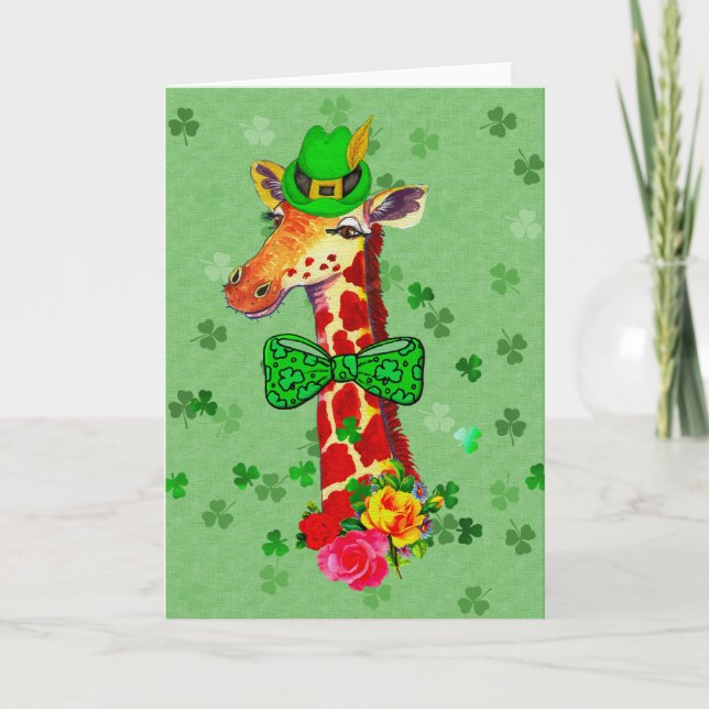 St. Patrick's Day Giraffe Card (Front)