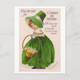St. Patrick's Day Girl, Vintage Postcard