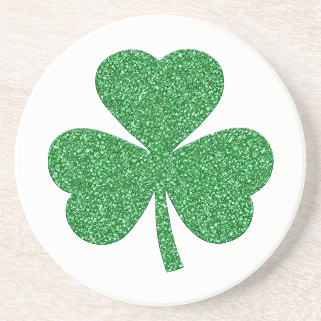 St. Patrick's Day Glitter Shamrock Coaster (Front)