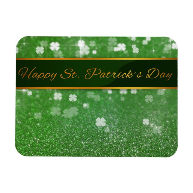 St. Patrick's Day Glitter Shamrock Magnet (Horizontal)