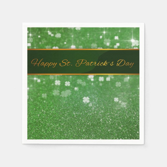 St. Patrick's Day Glitter Shamrock Napkin (Front)