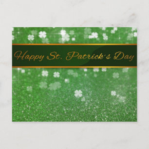 St. Patrick's Day Glitter Shamrock Postcard