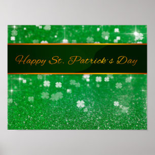 St. Patrick's Day Glitter Shamrock Poster
