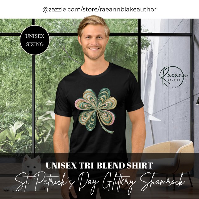 St. Patrick's Day Glitter Shamrock Unisex Tri-Blend Shirt (Creator Uploaded)
