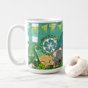 St. Patrick's Day Gnome And Shamrock Design Coffee Mug