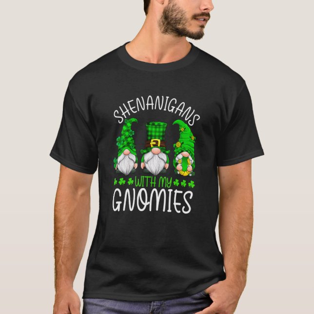 St Patricks Day Gnome Let Shenanigans Begin Shamro T-Shirt (Front)