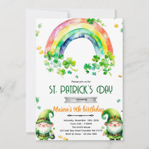 St Patricks Day gnome party invitation