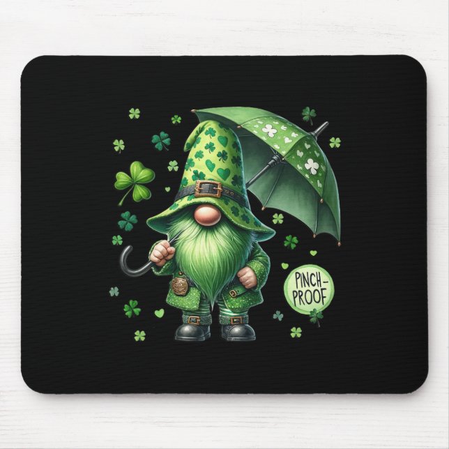 St Patricks Day Gnome With Green Beard Funny Pinch Mouse Pad (Front)