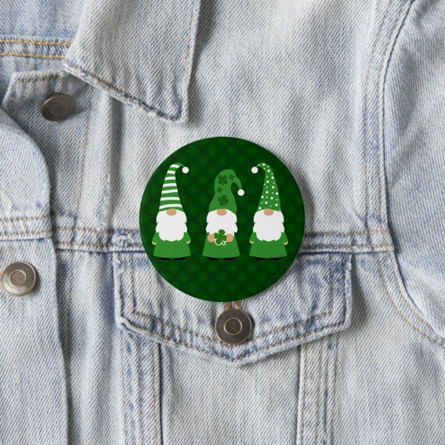 St Patricks Day Gnomes 3 Inch Round Button (In Situ)