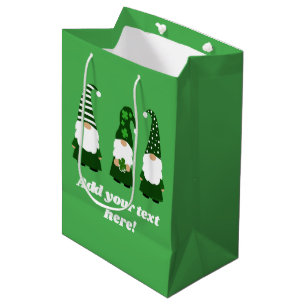 St Patricks Day Gnomes Cute Personalized Medium Gift Bag