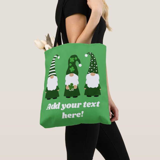 St Patricks Day Gnomes Cute Personalized Tote Bag (Close Up)