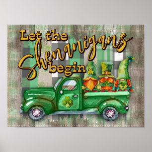 St. Patrick's Day Gnomes In Truck Shenanigans  Poster