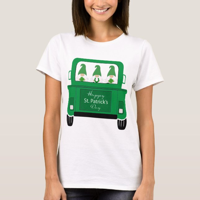St. Patrick's Day Gnomes in Truck T-Shirt (Front)