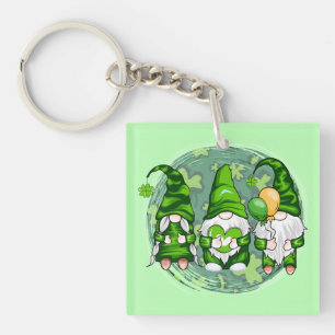 St. Patrick's Day Gnomes Shamrock Gnomes-54989 Keychain