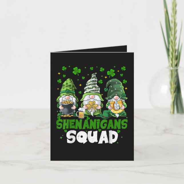 St Patricks Day Gnomes Shenanigans Squad Saint  Holiday Card (Front)