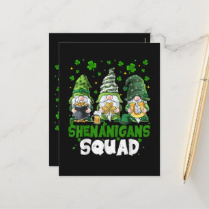 St Patricks Day Gnomes Shenanigans Squad Saint  Holiday Postcard
