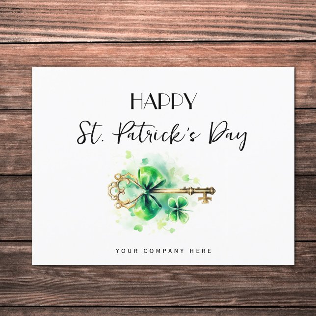 St. Patrick's Day Gold Key Four Leaf Clover Realty Holiday Postcard (Creator Uploaded)