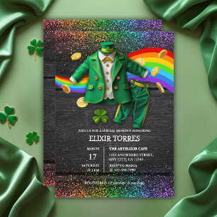 St. Patrick's Day Gold Rainbow Clover Baby Shower Invitation