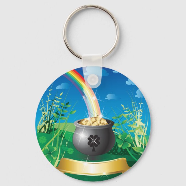 St. Patrick's Day Gold Rainbow Keychain (Front)