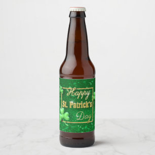 St. Patrick's Day Gold Shamrock Beer Bottle Label