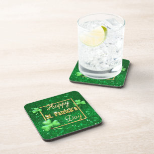 St. Patrick's Day Gold Shamrock Coaster