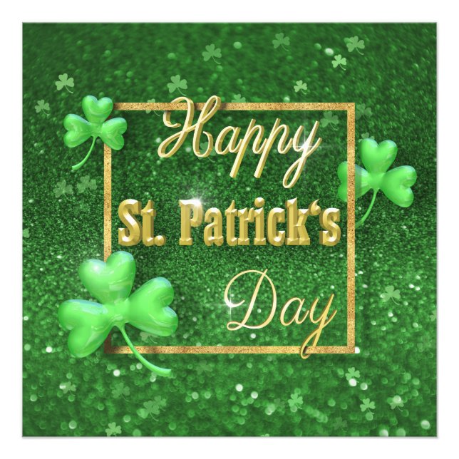 St. Patrick's Day Gold Shamrock Photo Print (Front)