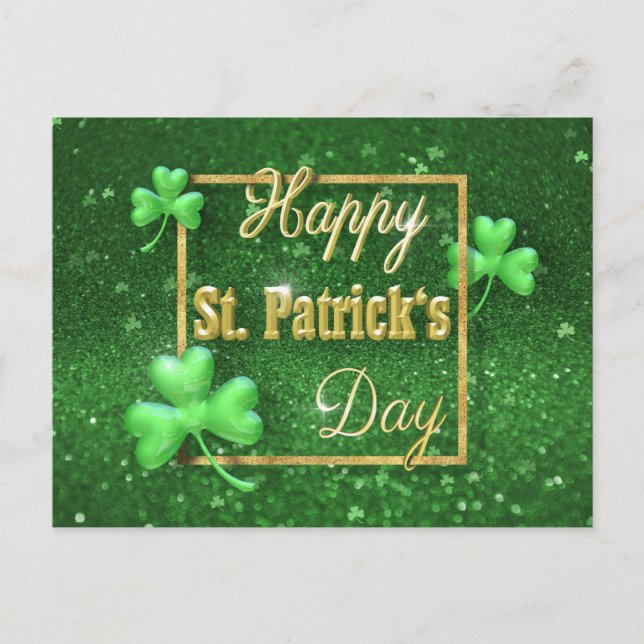 St. Patrick's Day Gold Shamrock Postcard (Front)